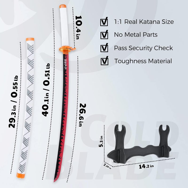 Cold Blade Demon Katana - 41 Inch Anime Replica with Belt and Stand - Durable Sword Perfect for Cosplay - Nichirin Sword with Authentic Design - Image 4